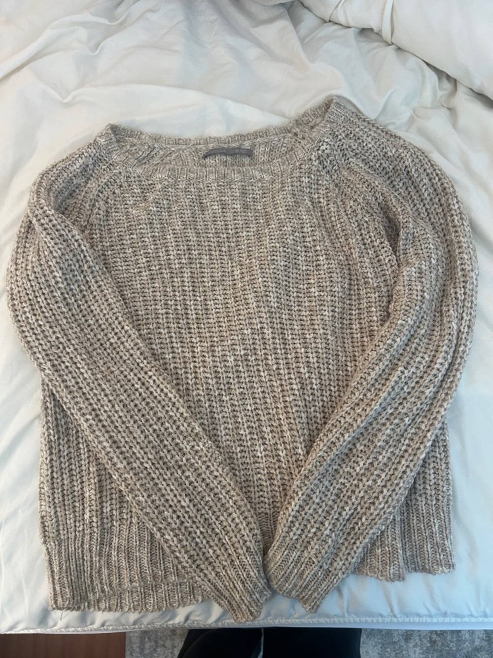 Rubbish Women's Scoop Neck Knit Sweater - Beige Heather